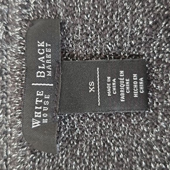 White House Black Market Black/Silver Sparkly off Shoulder Crowl Neck Sweater XS - Picture 9 of 10